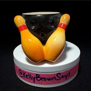 Vintage 1950s Bowling Pin & Ball Planter – Risqué “Bottoms Up” Style Ceramic